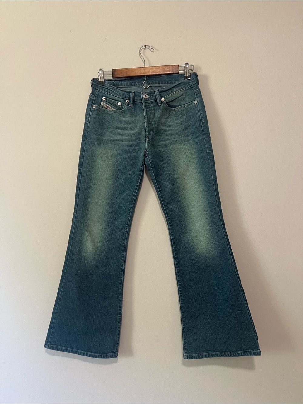 Diesel Vintage Light Blue Denim Jeans with Brass Rivets mid rise